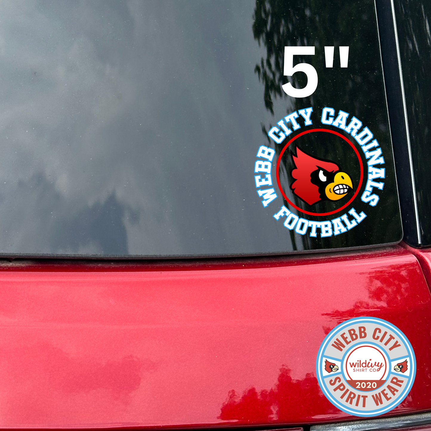 Permanent Decal: Webb City Cardinals Football 5"
