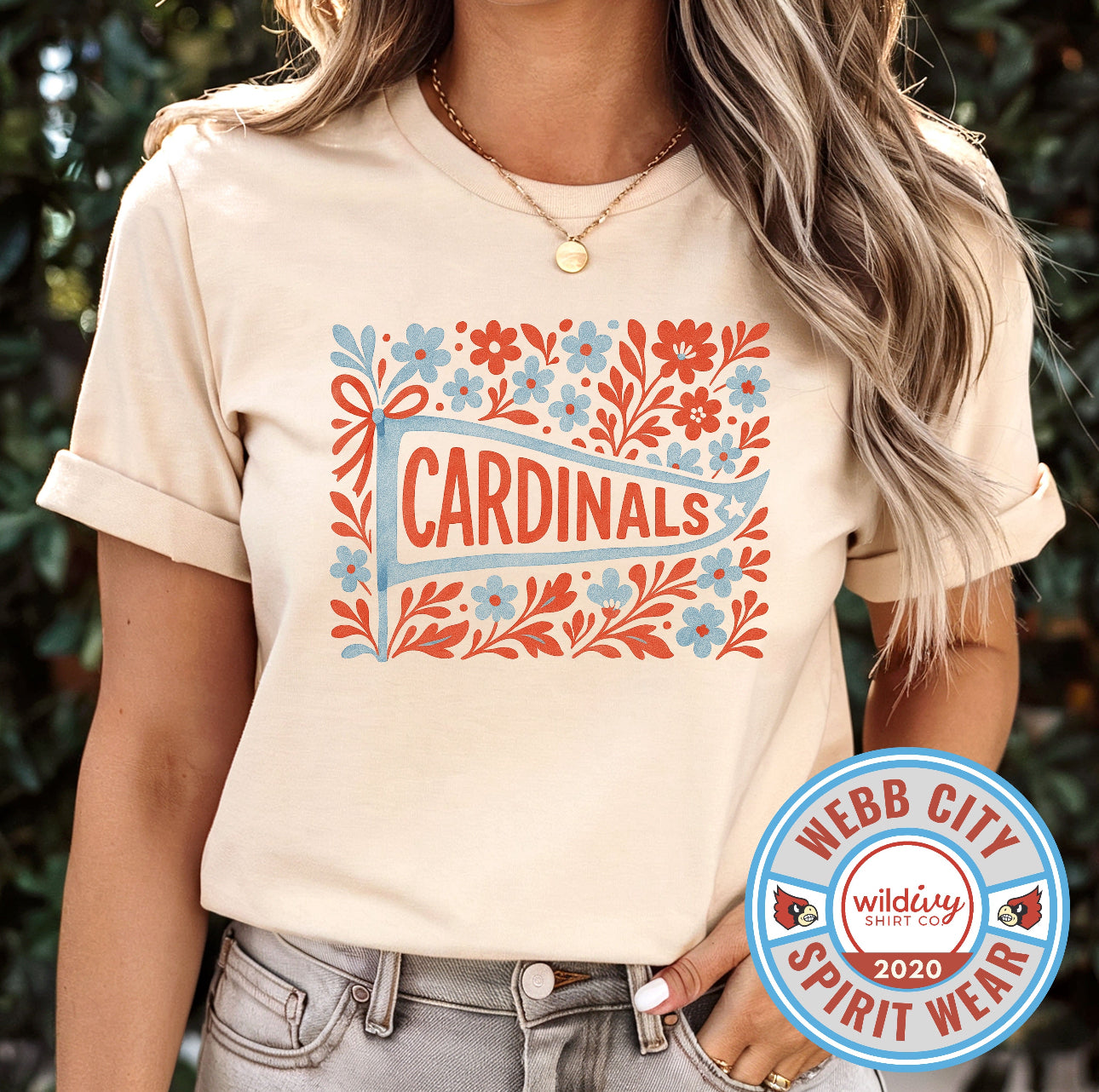 Retro Floral Cardinals Flag