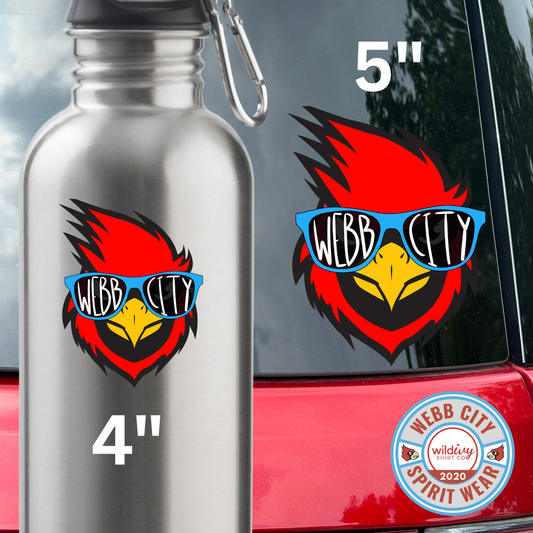 Permanent Decal: Sunglasses Cardinal 4"