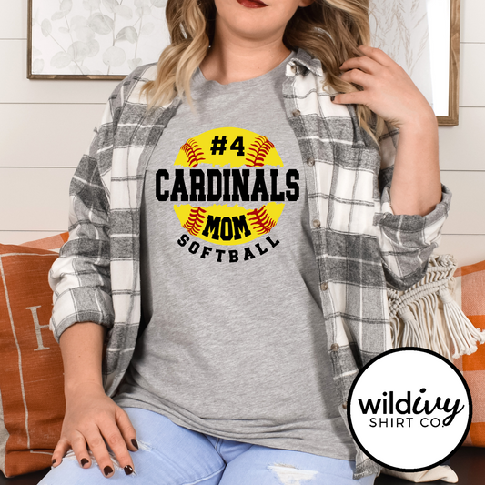 CUSTOMIZED NUMBER Cardinals Mom Softball