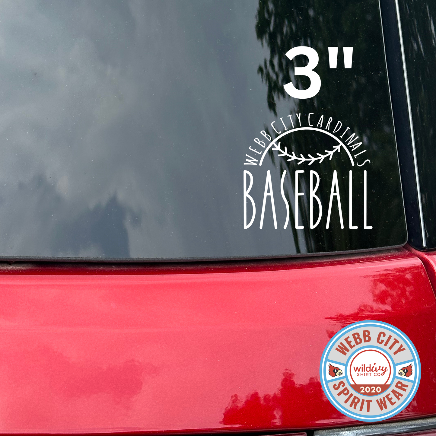 Permanent Decal: Webb City Cardinals Baseball 3"