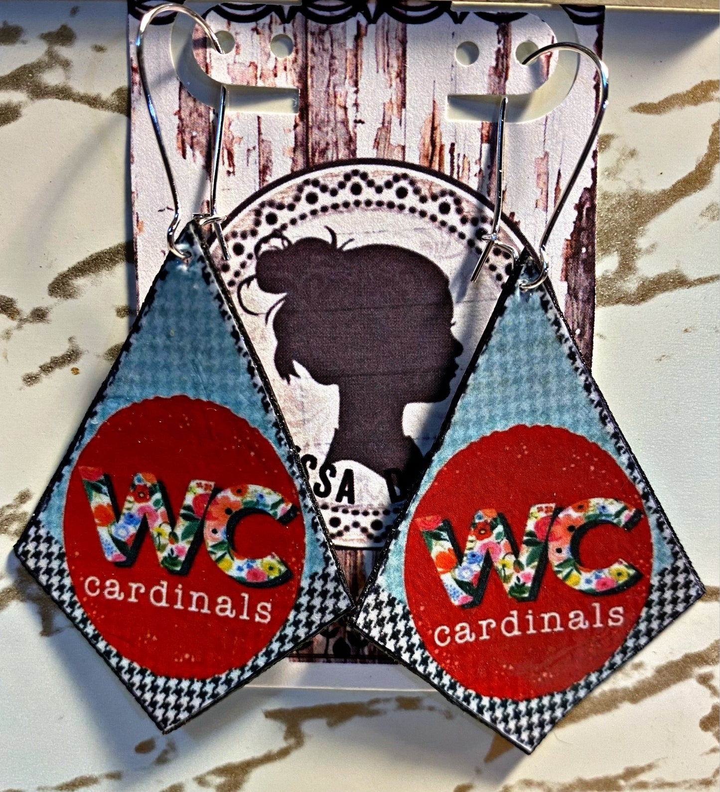 WC Cardinals Floral Earrings