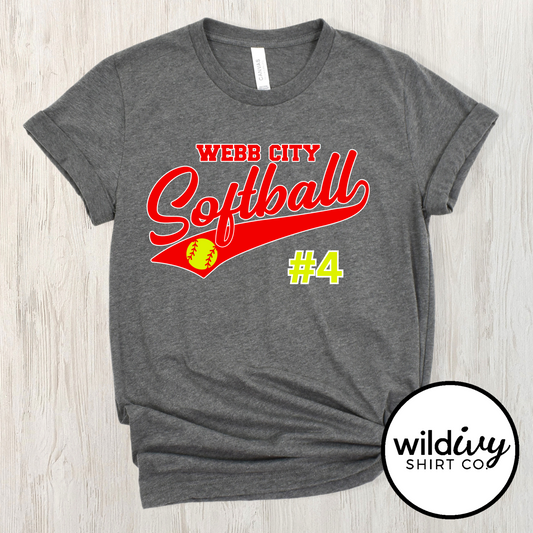 CUSTOMIZED NUMBER Webb City Softball -Red/Yellow