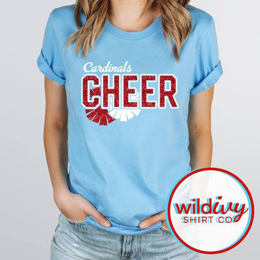 Faux Glitter Cardinals Cheer