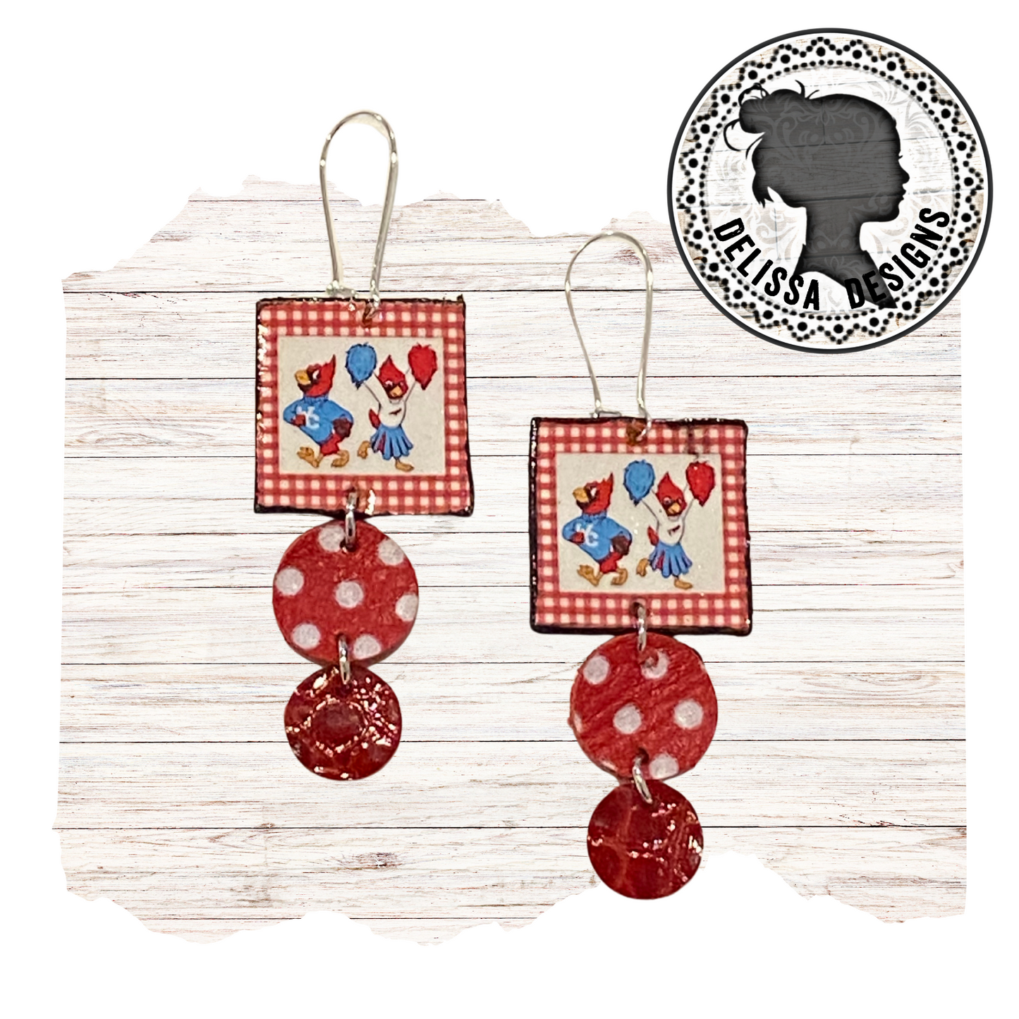 Cardinal Football Player and Cheerleader Earrings