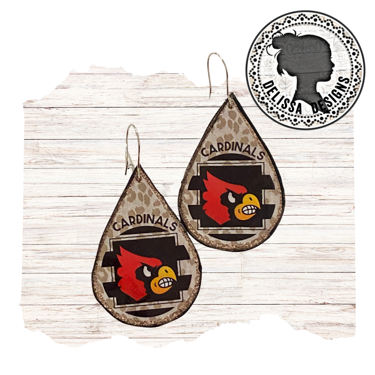 Cardinals Leopard Black Stripe Earrings