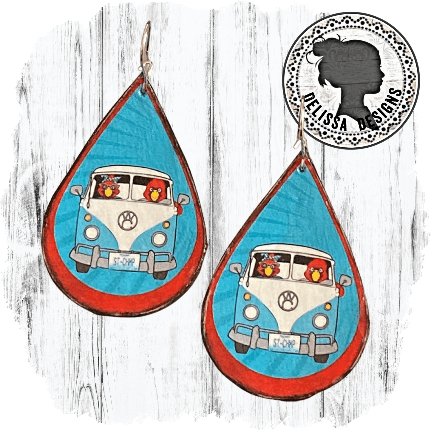 Vintage Bus Cardinal Earrings