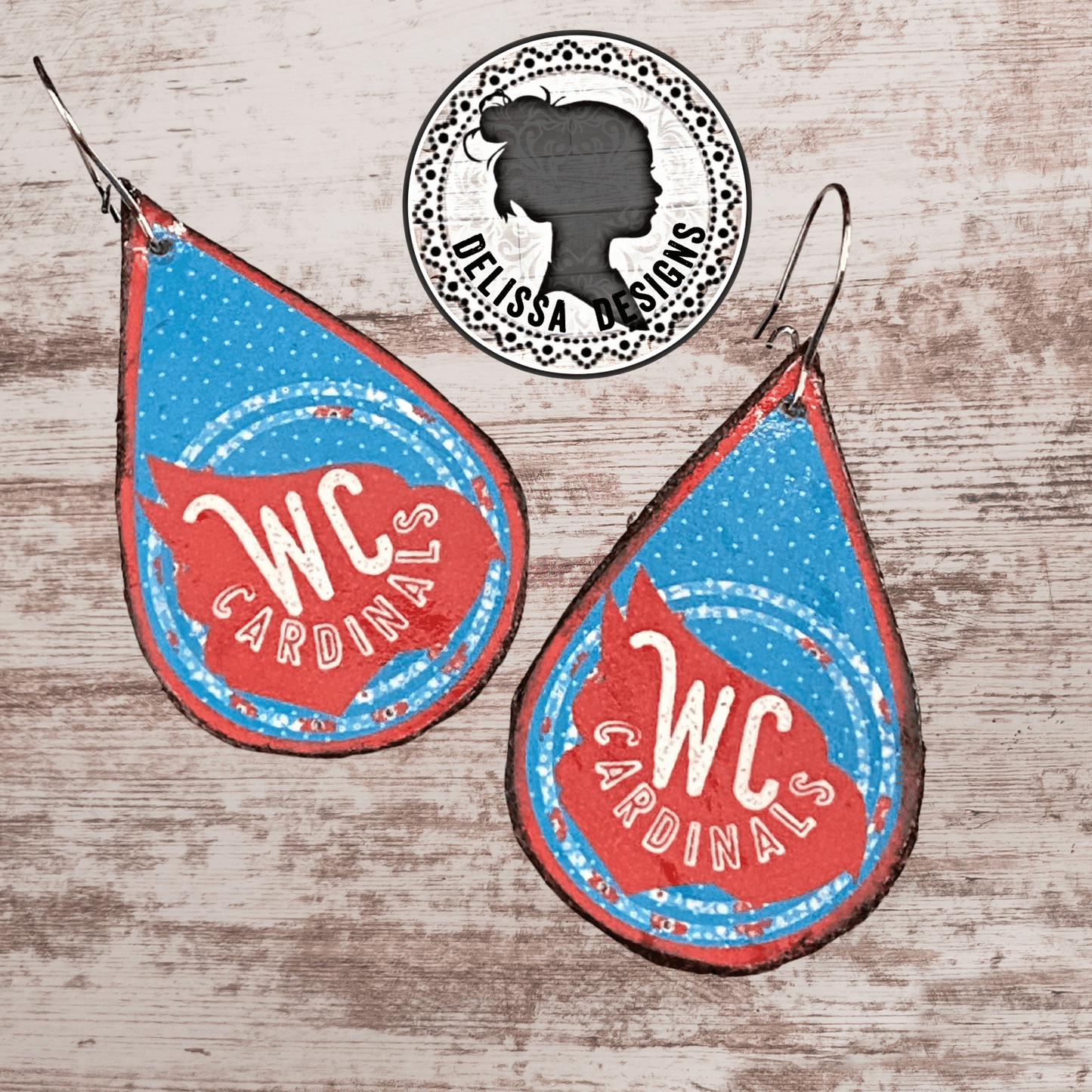 Webb City Cardinals Red & Blue Earrings